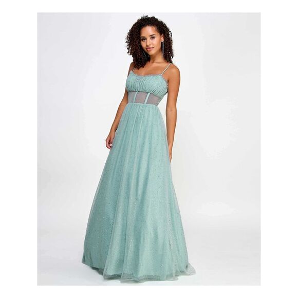 SAY YES TO THE Womens Green Soft Cup Lined Caged Gl Formal Dress Juniors 3\4 - Picture 3 of 4